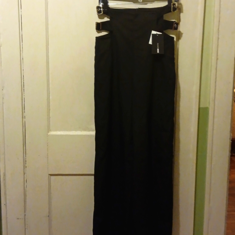 NWT Intriguing Fashion Nova wide leg pants black medium long women's